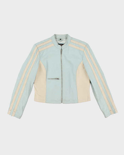 Vintage Y2K OXYHO Striped Leather Biker Jacket  - L