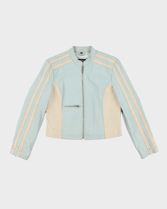 Vintage Y2K OXYHO Striped Leather Biker Jacket  - L