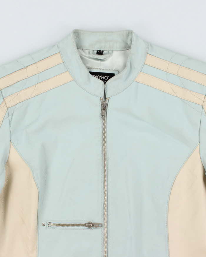Vintage Y2K OXYHO Striped Leather Biker Jacket  - L