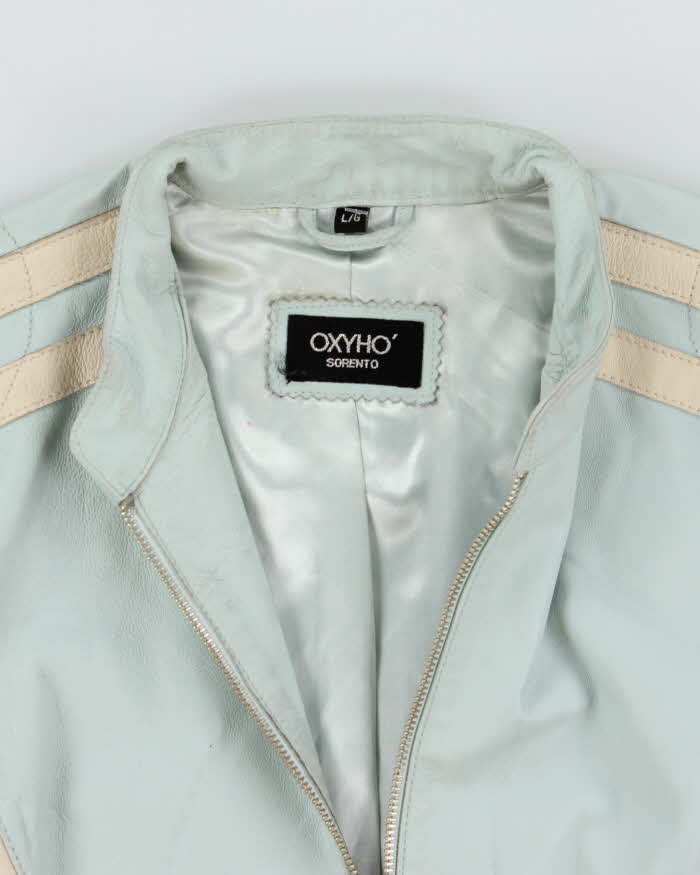 Vintage Y2K OXYHO Striped Leather Biker Jacket  - L