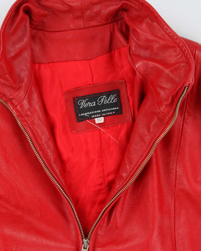 Vintage Vera Pelle Red Leather Jacket - L