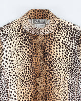 Vintage 90s 00s Carlisile Leopard Print Silk Ruffle Lightweight Jacket - S