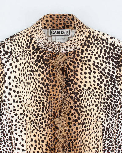 Vintage 90s 00s Carlisile Leopard Print Silk Ruffle Lightweight Jacket - S