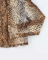 Vintage 90s 00s Carlisile Leopard Print Silk Ruffle Lightweight Jacket - S