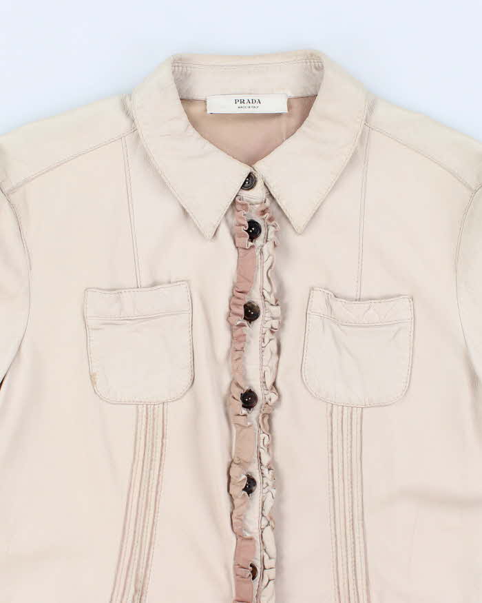 Woman's Prada Cream Soft Leather Jacket - L