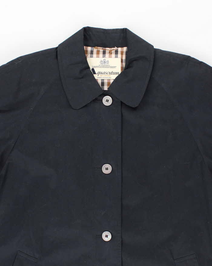 Woman's Aquascutum Navy Mac Coat - L