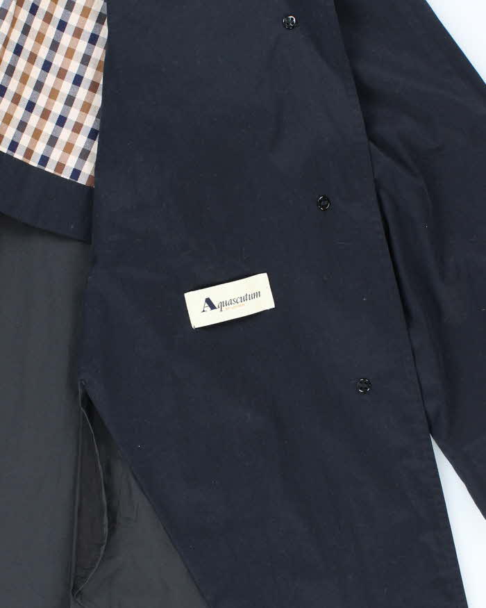 Woman's Aquascutum Navy Mac Coat - L