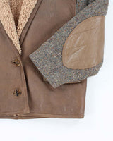 Women's Vintage 1990s Gigi Pary Brown Leather and Wool Coat - L