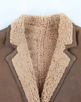 Women's Vintage 1990s Gigi Pary Brown Leather and Wool Coat - L