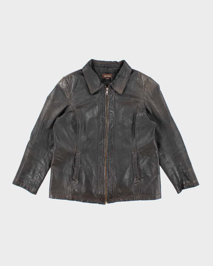 Women's Vintage 1990s Danier Black Leather Jacket - L