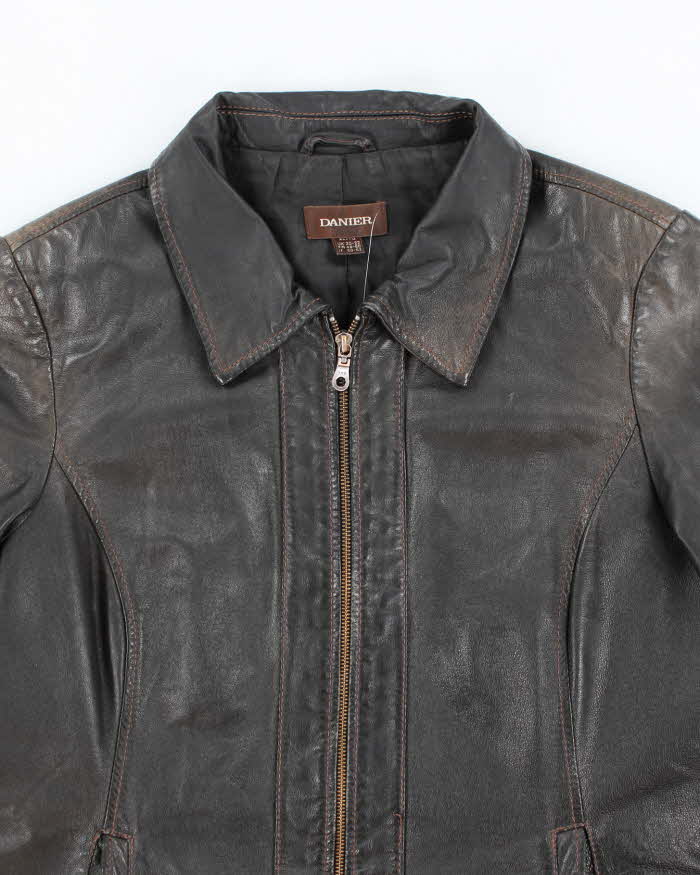 Women's Vintage 1990s Danier Black Leather Jacket - L