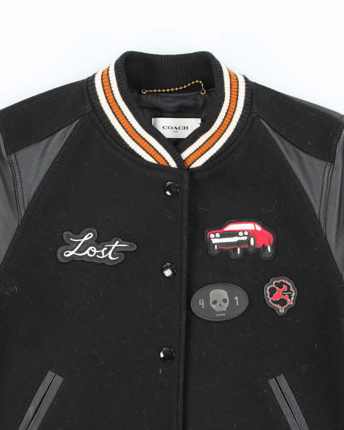 Vintage 00s Coach Wool &amp; Leather Varsity Jacket - S