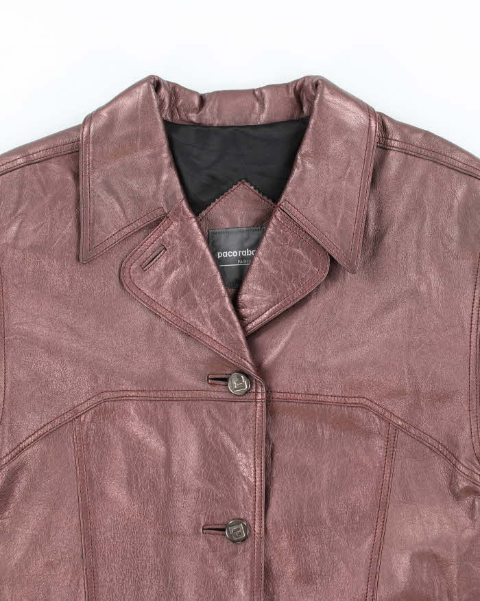 Vintage 90s Paco Rabanne Metallic Leather Jacket - S