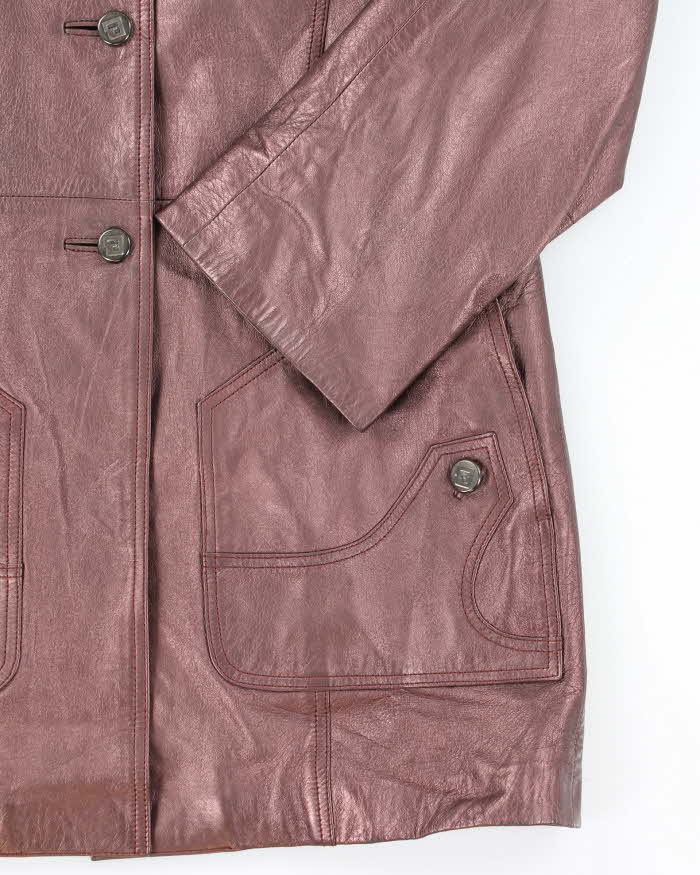 Vintage 90s Paco Rabanne Metallic Leather Jacket - S