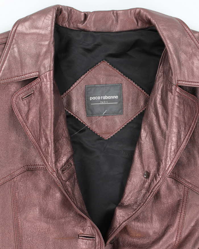 Vintage 90s Paco Rabanne Metallic Leather Jacket - S