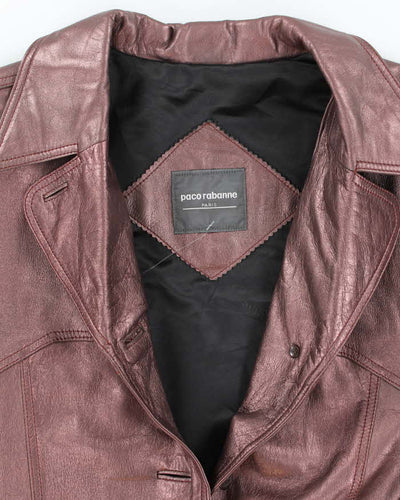 Vintage 90s Paco Rabanne Metallic Leather Jacket - S