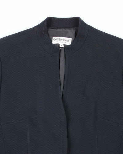 Women's Vintage 1990s Armani Mandarin Collar Black Jacket - S