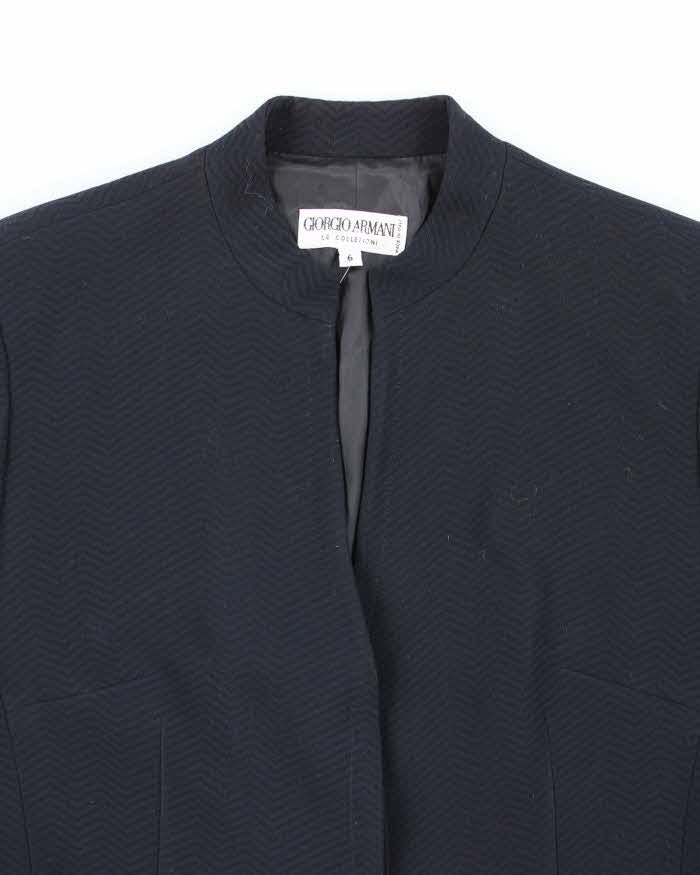 Women's Vintage 1990s Armani Mandarin Collar Black Jacket - S
