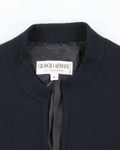 Women's Vintage 1990s Armani Mandarin Collar Black Jacket - S
