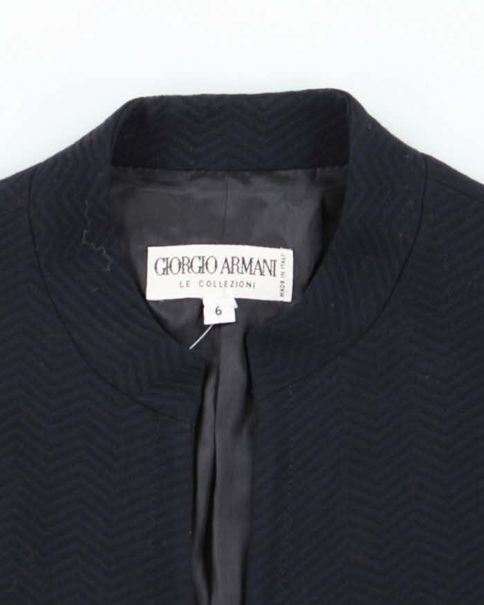 Women's Vintage 1990s Armani Mandarin Collar Black Jacket - S