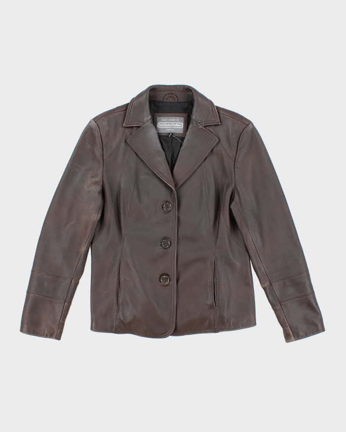 Women's Vintage 1990s Boutique of Leathers Dark Brown Leather Jacket - L