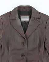 Women's Vintage 1990s Boutique of Leathers Dark Brown Leather Jacket - L