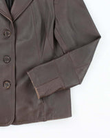 Women's Vintage 1990s Boutique of Leathers Dark Brown Leather Jacket - L
