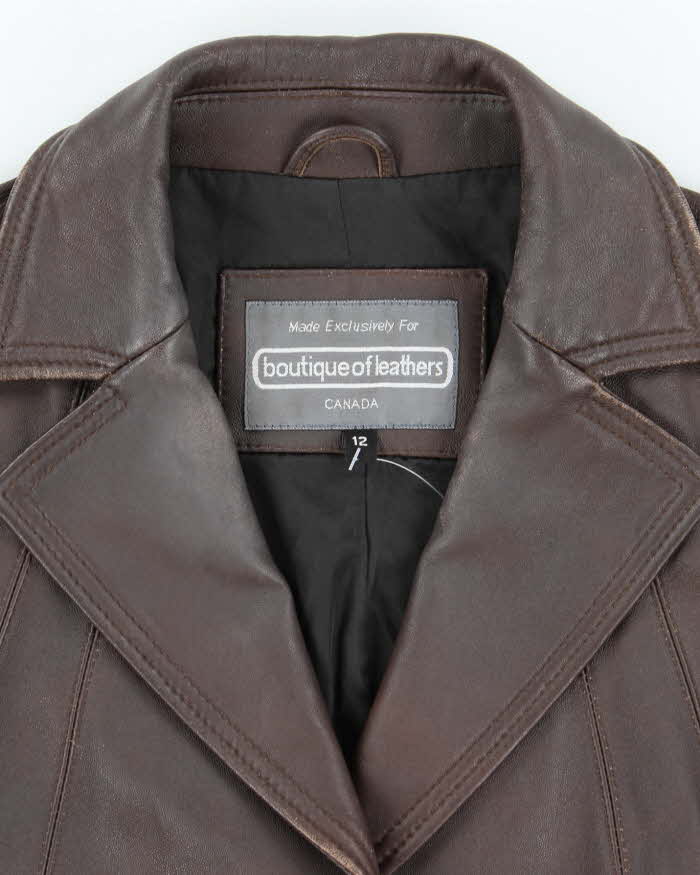 Women's Vintage 1990s Boutique of Leathers Dark Brown Leather Jacket - L