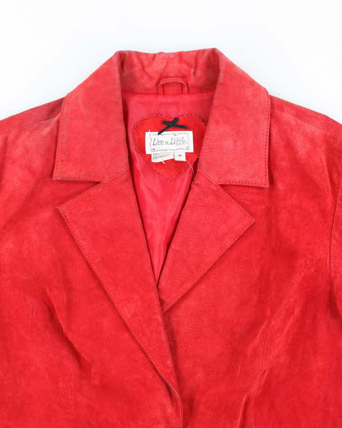 Vintage 1990s Live A Little Red Soft Leather Jacket - M