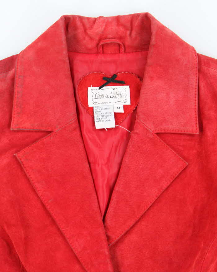 Vintage 1990s Live A Little Red Soft Leather Jacket - M