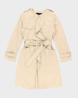 Women's BCBG Maxazria Beige Collarless Concept Trench Coat - XS