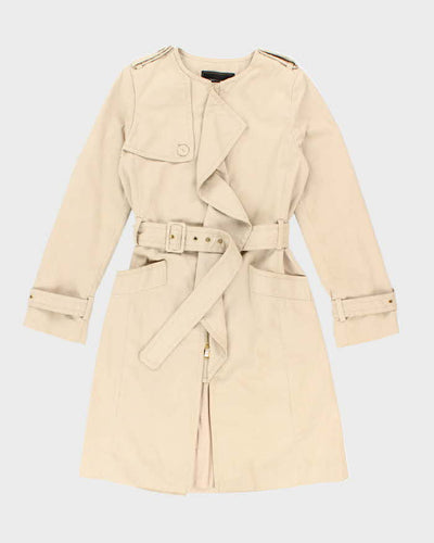 Women's BCBG Maxazria Beige Collarless Concept Trench Coat - XS