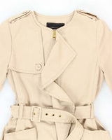 Women's BCBG Maxazria Beige Collarless Concept Trench Coat - XS