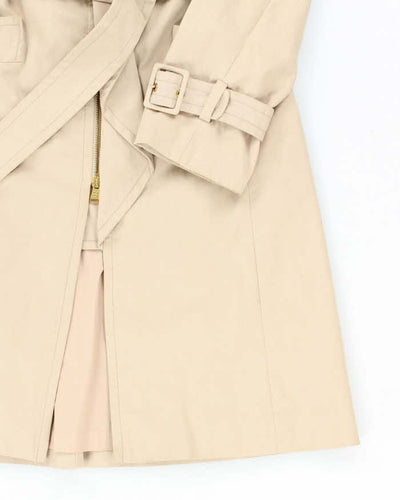Women's BCBG Maxazria Beige Collarless Concept Trench Coat - XS
