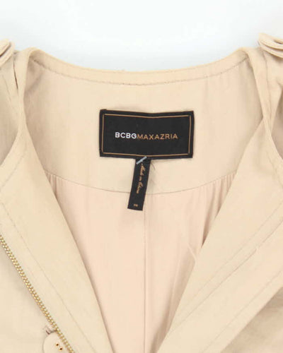 Women's BCBG Maxazria Beige Collarless Concept Trench Coat - XS