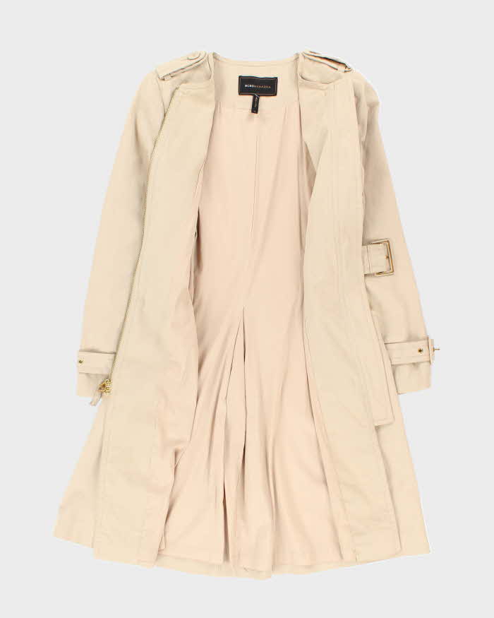 Women's BCBG Maxazria Beige Collarless Concept Trench Coat - XS