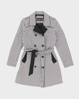Women's London Fog Black and White Patterned Trench Coat - M