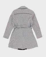 Women's London Fog Black and White Patterned Trench Coat - M