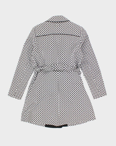 Women's London Fog Black and White Patterned Trench Coat - M