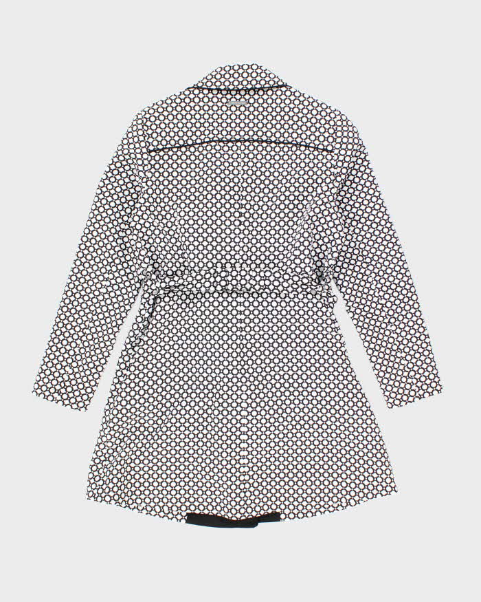 Women's London Fog Black and White Patterned Trench Coat - M
