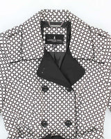 Women's London Fog Black and White Patterned Trench Coat - M