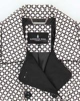 Women's London Fog Black and White Patterned Trench Coat - M