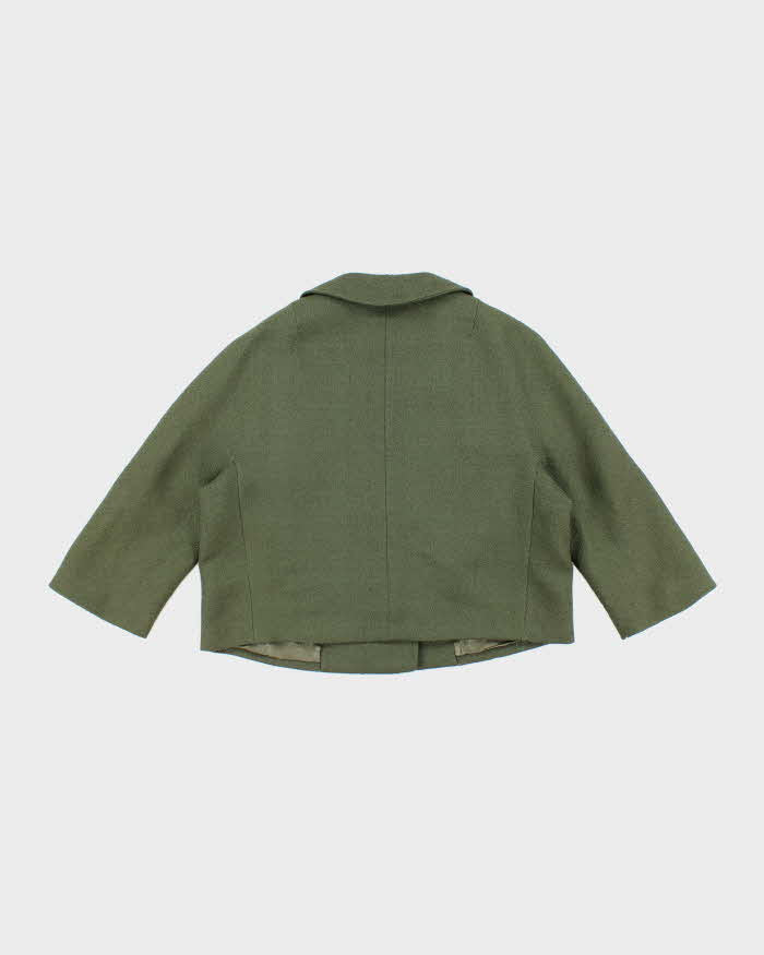 Vintage 1960s Women's Hudson's Bay Company Olive Green Cropped Coat - M