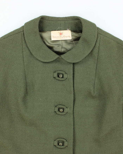 Vintage 1960s Women's Hudson's Bay Company Olive Green Cropped Coat - M