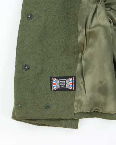 Vintage 1960s Women's Hudson's Bay Company Olive Green Cropped Coat - M
