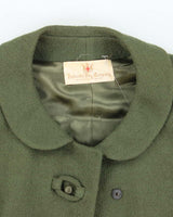 Vintage 1960s Women's Hudson's Bay Company Olive Green Cropped Coat - M