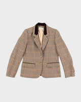 Vintage 1960s Women's Taffany Paris Brown Houndstooth Blazer - S