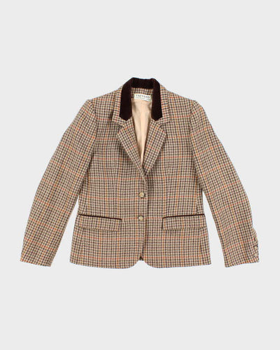 Vintage 1960s Women's Taffany Paris Brown Houndstooth Blazer - S