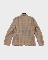 Vintage 1960s Women's Taffany Paris Brown Houndstooth Blazer - S