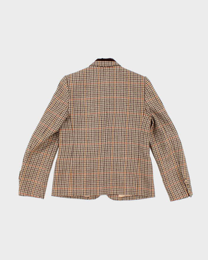 Vintage 1960s Women's Taffany Paris Brown Houndstooth Blazer - S